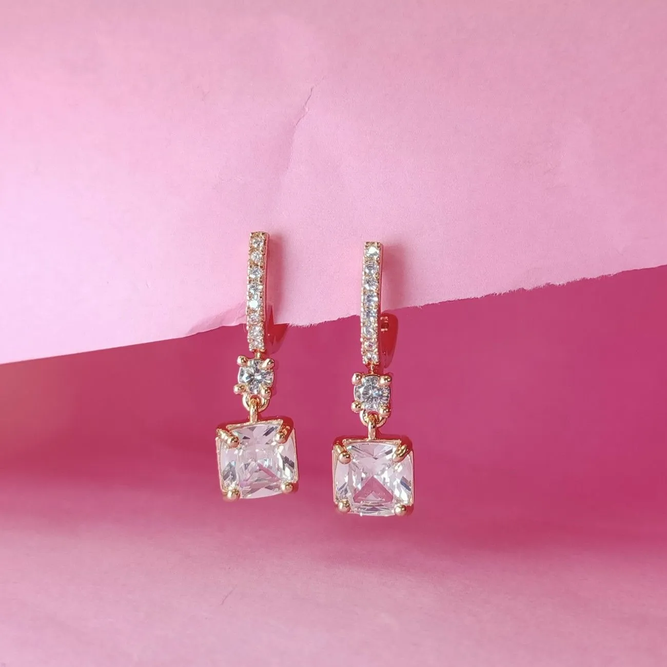 Nimoraa Rosegold luxe White Drop Earrings