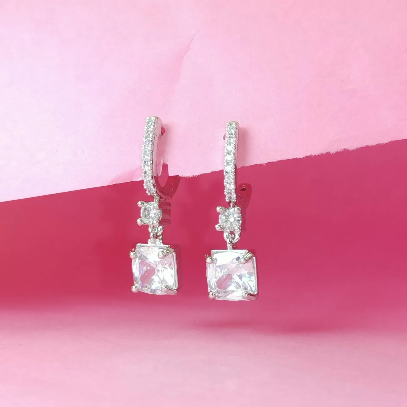 Nimoraa Silver luxe White Drop Earrings
