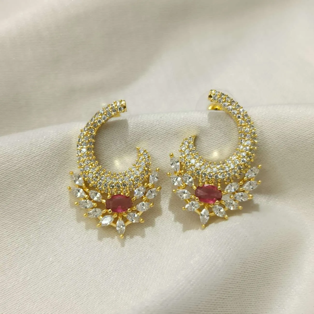 Raktika Crescent Bloom Earrings