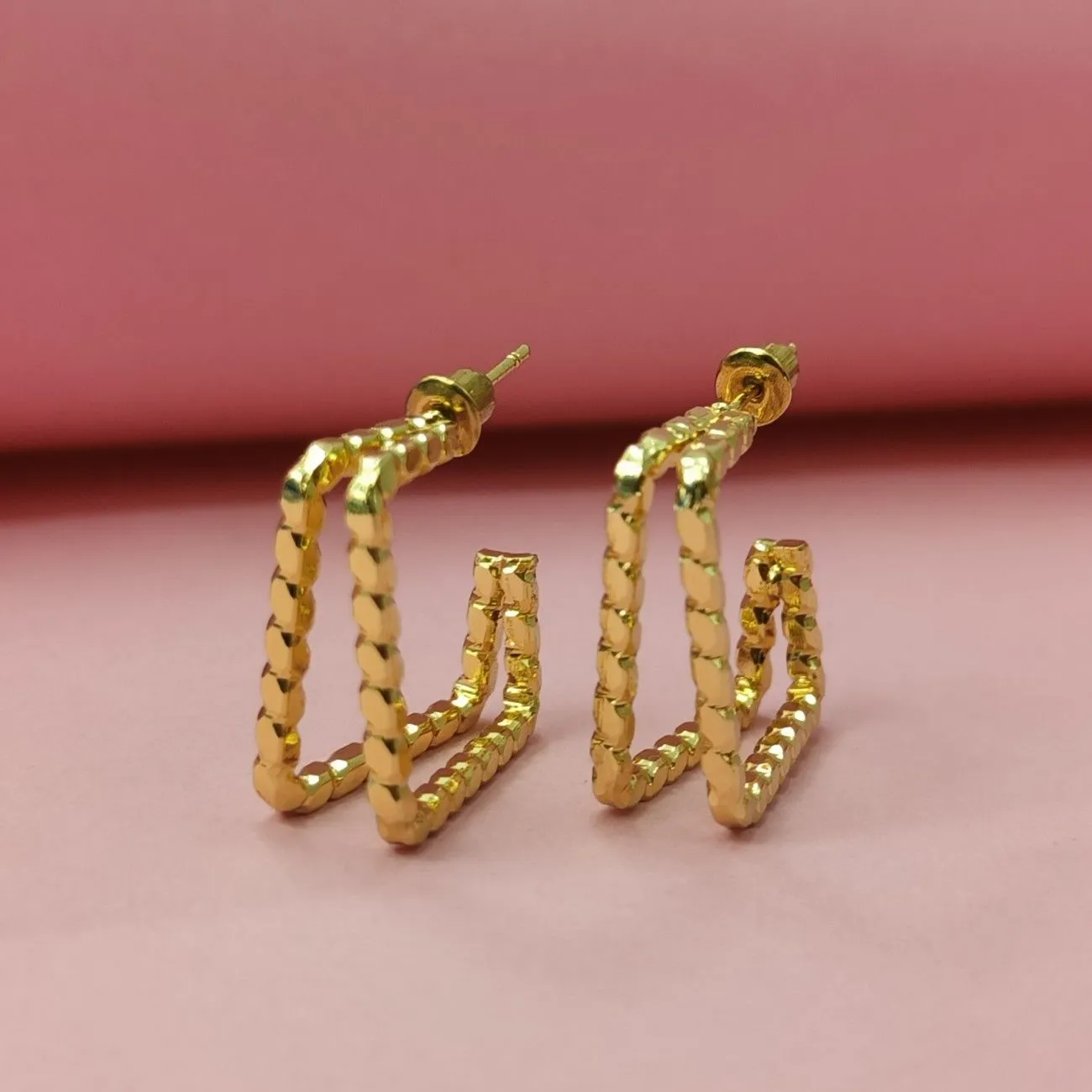 Nimoraa Double Frame Square Half Hoops